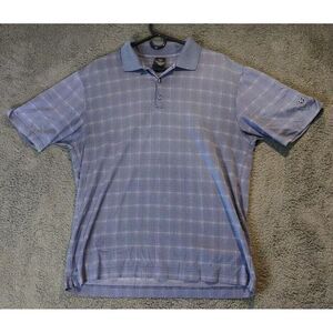 Nike Short Sleeve Polo Shirt Blue‎ Mens L Golf Geometric Has Flaws